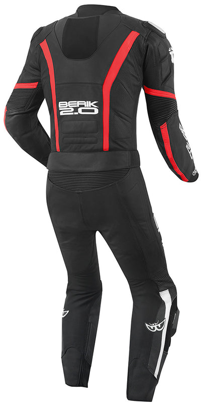 Berik Losail Two Piece Motorcycle Leather Suit#color_black-red