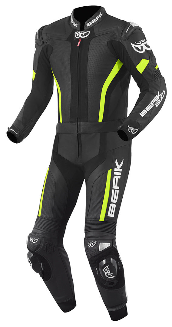 Berik Losail Two Piece Motorcycle Leather Suit#color_black-yellow