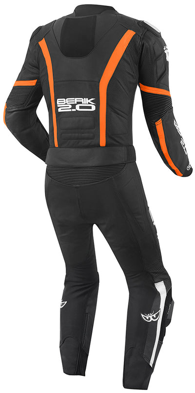 Berik Losail Two Piece Motorcycle Leather Suit#color_black-orange