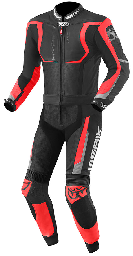 Berik Misano Two Piece Motorcycle Leather Suit#color_black-red