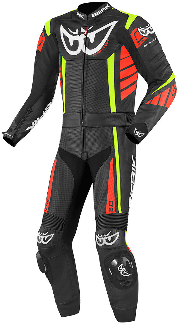 Berik Zakura Two Piece Motorcycle Leather Suit#color_black-red-yellow