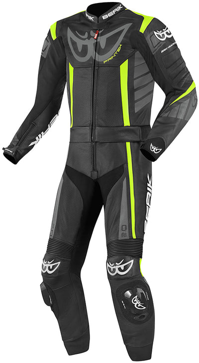 Berik Zakura Two Piece Motorcycle Leather Suit#color_black-grey-yellow