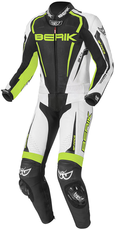 Berik Race-X Two Piece Motorcycle Leather Suit#color_black-white-yellow