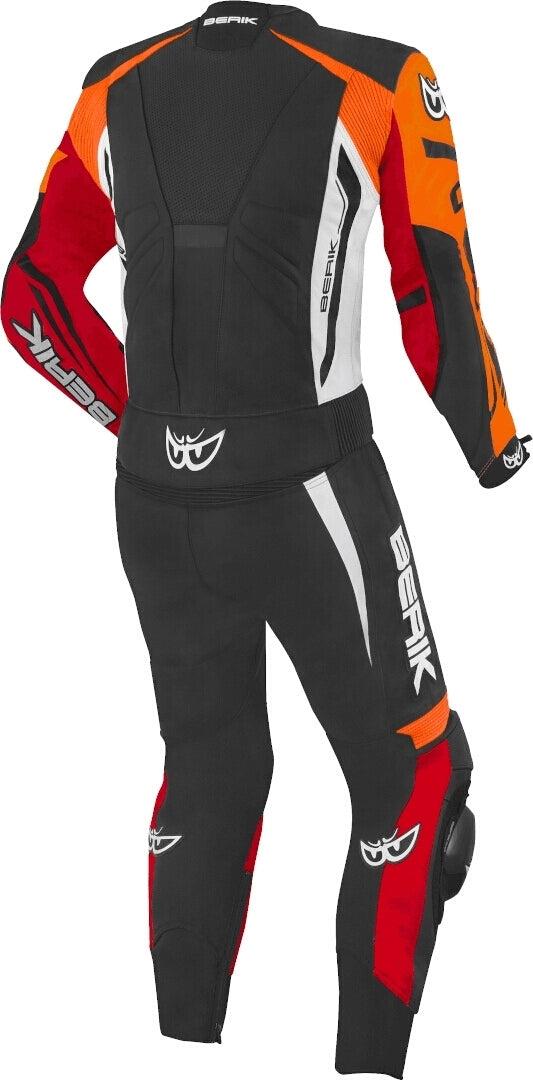 Berik Monza Two Piece Motorcycle Leather Suit#color_black-white-red-orange