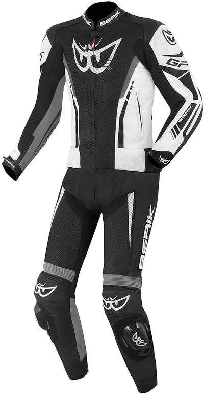 Berik Monza Two Piece Motorcycle Leather Suit#color_black-white-grey