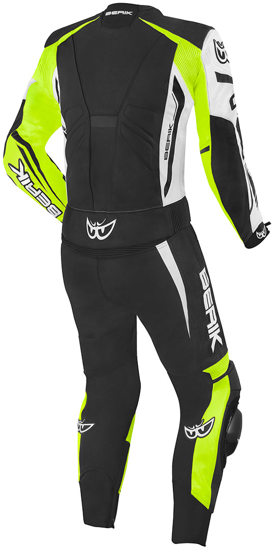 Berik Monza Two Piece Motorcycle Leather Suit#color_black-white-yellow