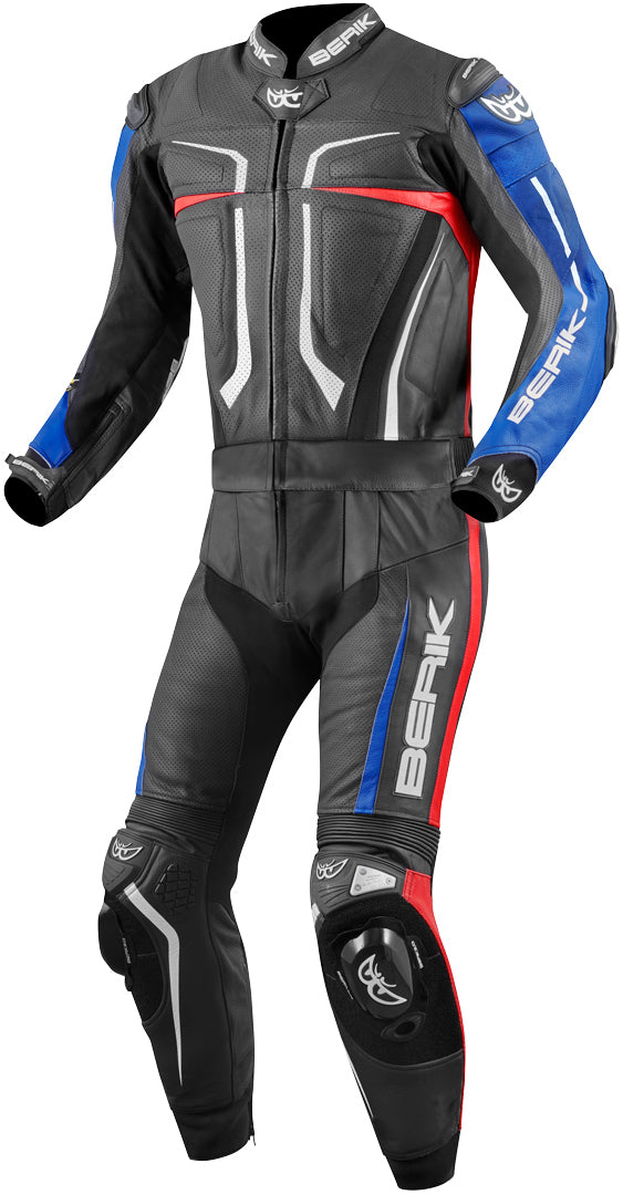 Berik Flumatic Evo Two Piece Motorcycle Leather Suit#color_black-red-blue