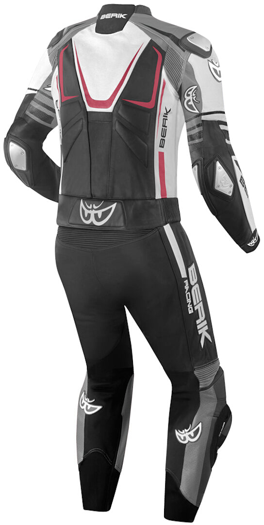 Berik XR-Ace Two Piece Motorcycle Leather Suit#color_black-red-white-grey