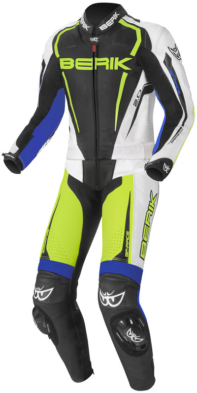 Berik Race-X Two Piece Motorcycle Leather Suit#color_blue-yellow