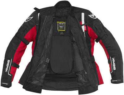 Berik Torino Waterproof Ladies Motorcycle Textile Jacket#color_black-red