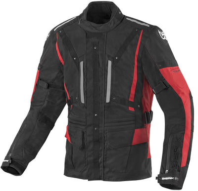 Berik Spencer waterproof Motorcycle Textile Jacket#color_black-red