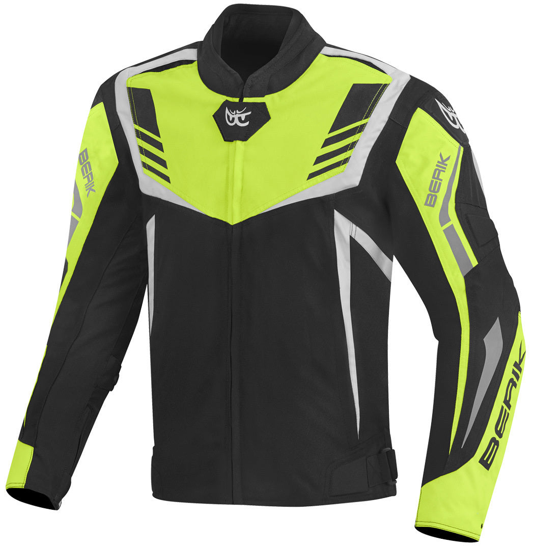 Berik Toronto Waterproof Motorcycle Textile Jacket#color_black-white-yellow