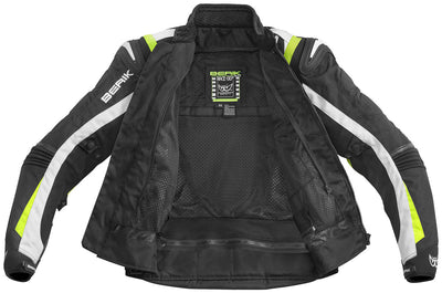 Berik Endurance Waterproof Motorcycle Textile Jacket#color_black-white-yellow