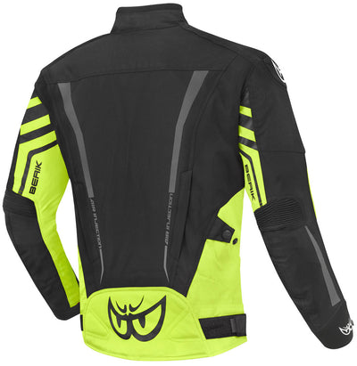 Berik Nardo Evo Waterproof Motorcycle Textile Jacket#color_black-neon-yellow