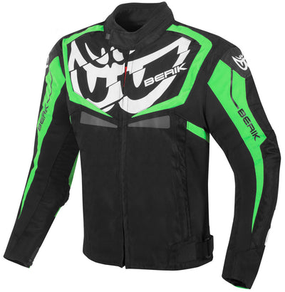 Berik Radic Evo Waterproof Motorcycle Textile Jacket#color_black-white-green