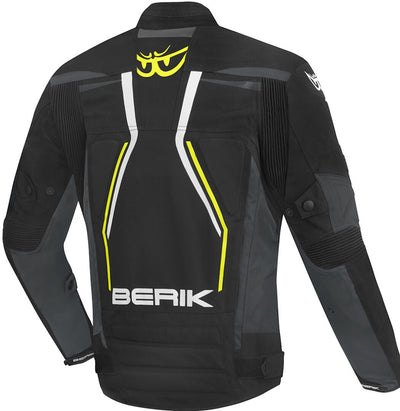 Berik Radic Evo Plus Waterproof Motorcycle Textile Jacket#color_black-white-yellow-grey