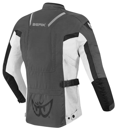 Berik Tourer Waterproof Motorcycle Textile Jacket#color_grey-black-white