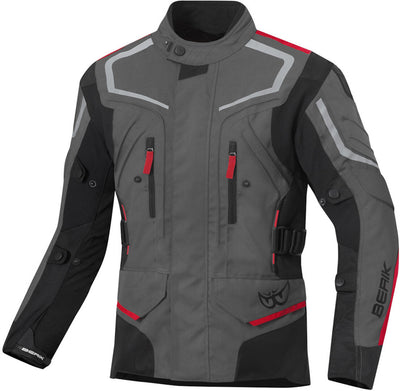 Berik Rallye waterproof Motorcycle Textile Jacket#color_dark-grey-black-red