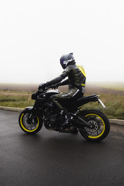 Berik Absolute GP One Piece Motorcycle Leather Suit#color_black-fluo-yellow-green