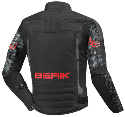 Berik Camo Street Waterproof Motorcycle Textile Jacket#color_black-red