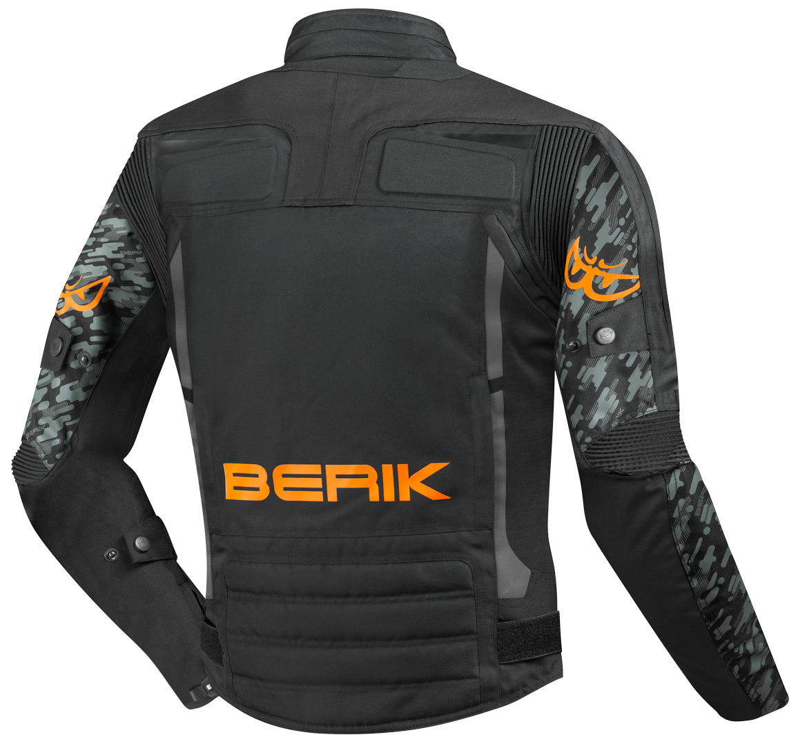 Berik Camo Street Waterproof Motorcycle Textile Jacket#color_black-orange