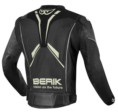 Berik Street Pro Evo Motorcycle Leather Jacket#color_black-white