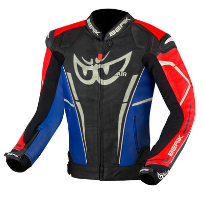 Berik Street Pro Evo Motorcycle Leather Jacket#color_black-red-blue