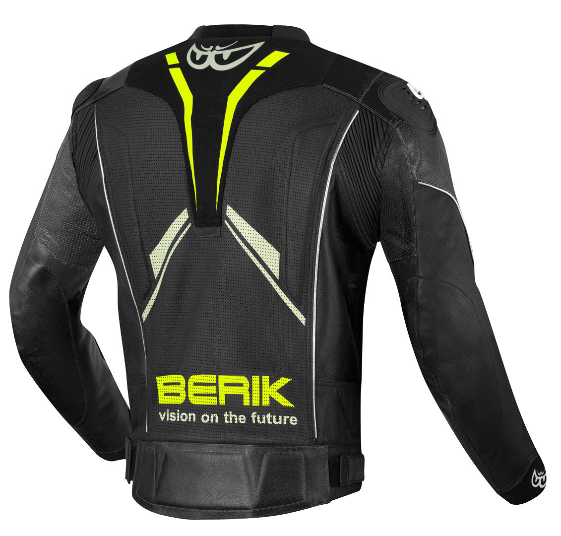 Berik Street Pro Evo Motorcycle Leather Jacket#color_black-grey-yellow