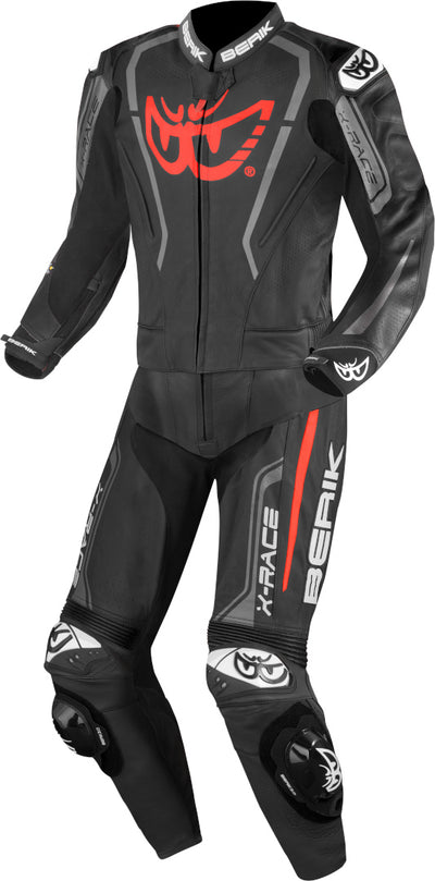 Berik Zakura Evo perforated 2-Piece Motorcycle Leather Suit#color_black-grey-red