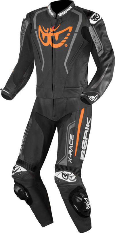 Berik Zakura Evo perforated 2-Piece Motorcycle Leather Suit#color_black-grey-orange