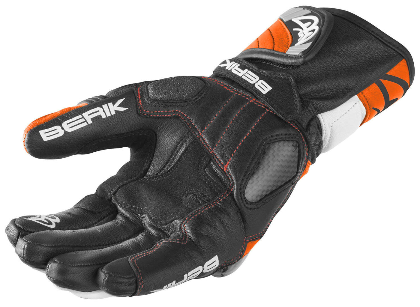 Berik Namib Pro Motorcycle Gloves#color_black-white-orange