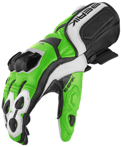 Berik Track Plus Motorcycle Gloves#color_black-white-green