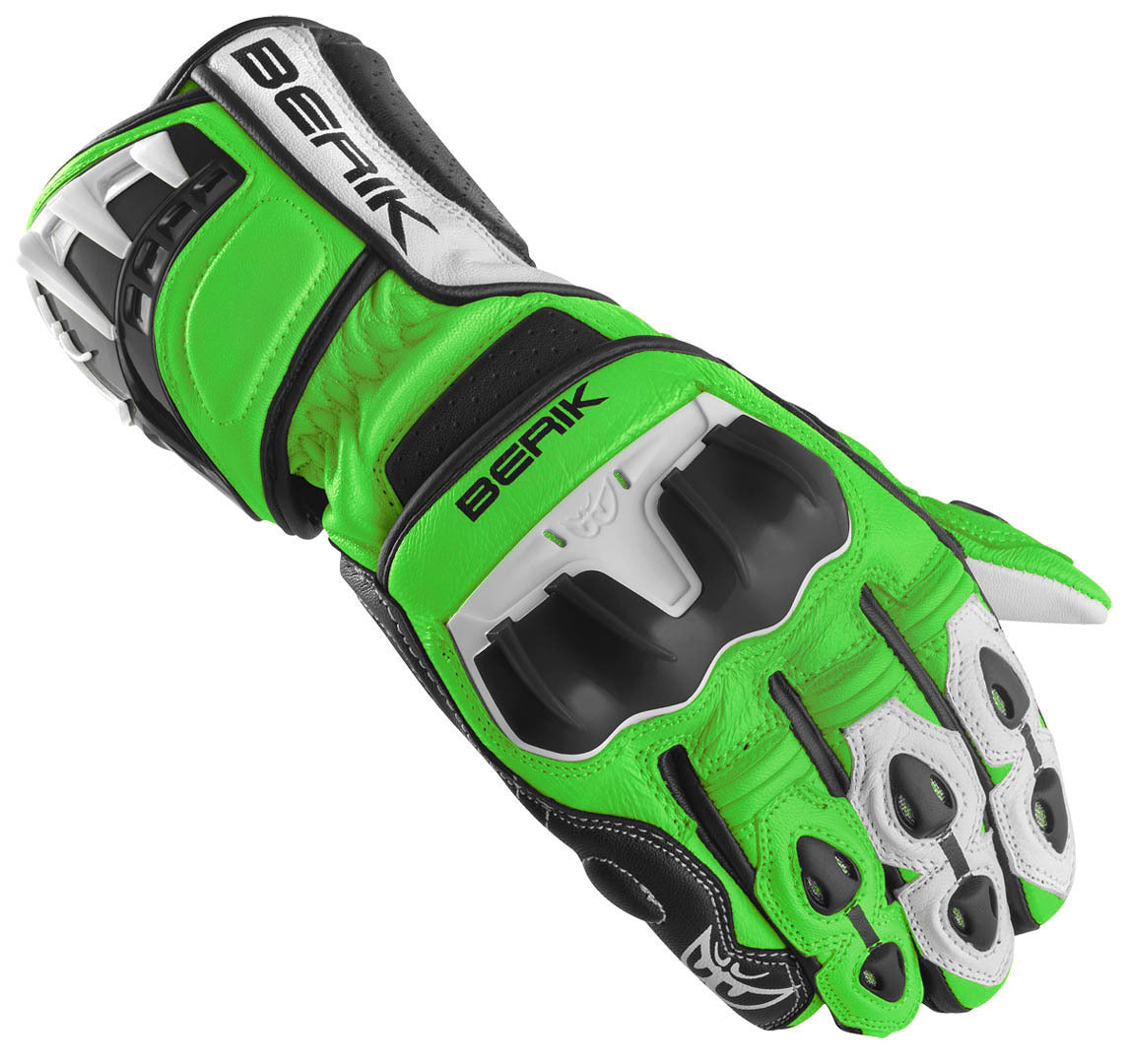 Berik Track Plus Motorcycle Gloves#color_black-white-green