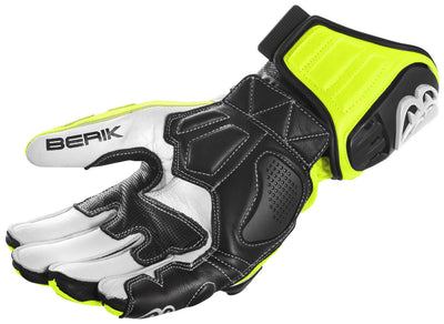 Berik Track Plus Motorcycle Gloves#color_black-white-fluo-yellow